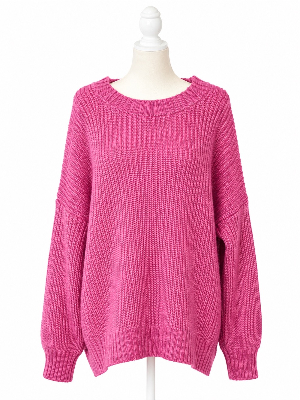 American Eagle Oversized Pink Chunky Knit Sweater Size L Cozy Slouchy Pullover